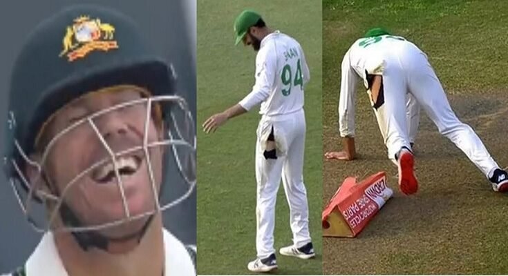 Pakistani player's pants torn in the middle match, people said – thankfully he is wearing something below.