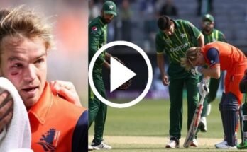 Haris Rauf bouncer Ball broke Netherland batter Bas de Leedes' helmet