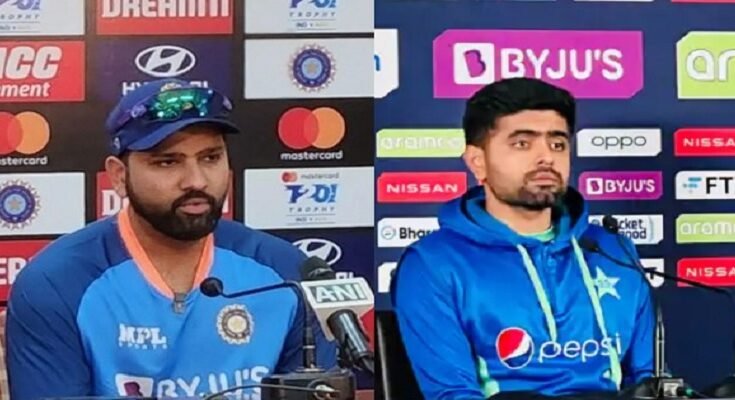Babar Azam and rohit sharma during press conference in T20 World Cup 2022